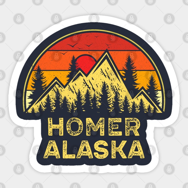 Vintage Homer Alaska AK Mountains Outdoor Hiking Souvenir Sticker by kalponik